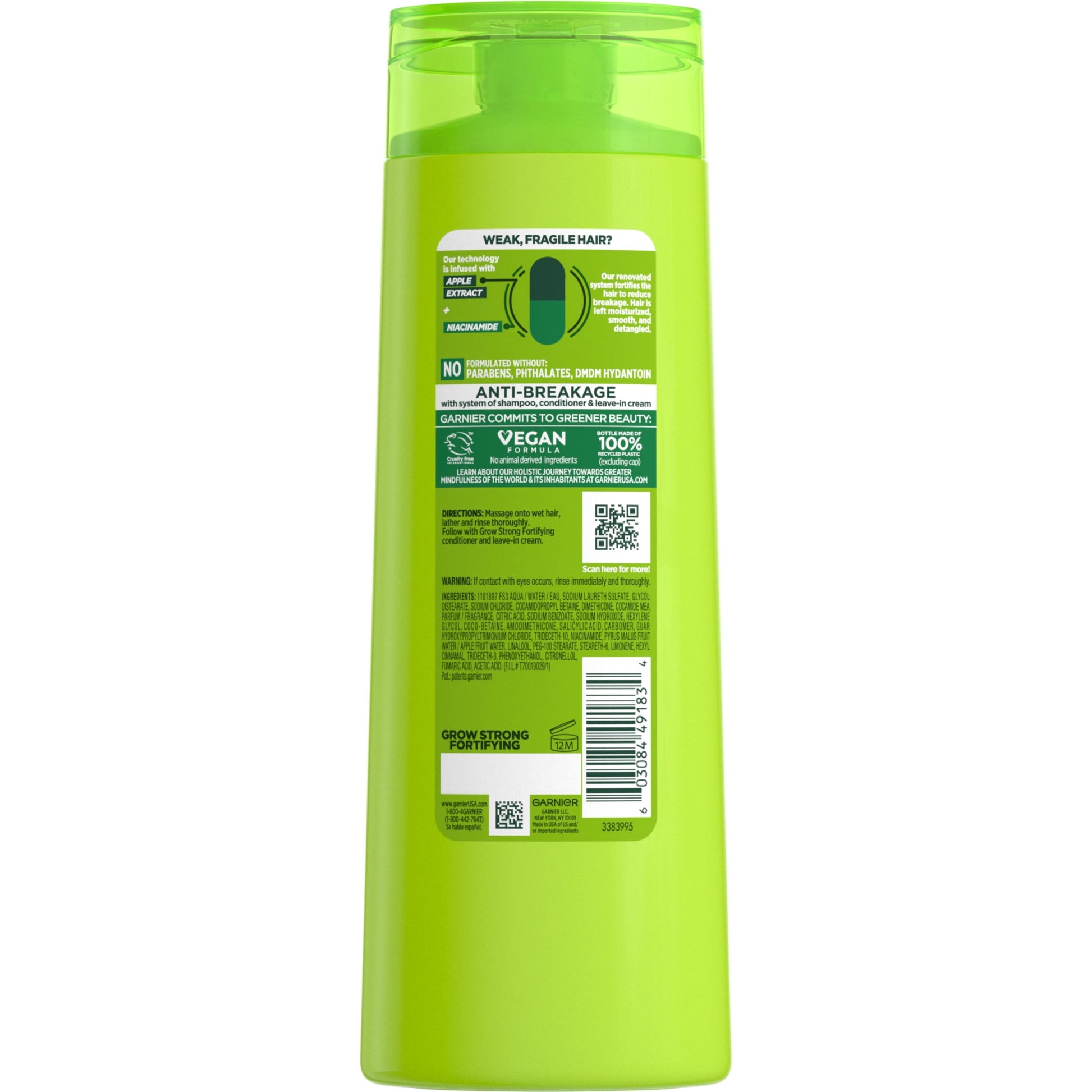 Fructis Grow Strong Fortifying Shampoo Ceramide and Apple Extract All Hair Types 12.5 Fl Oz