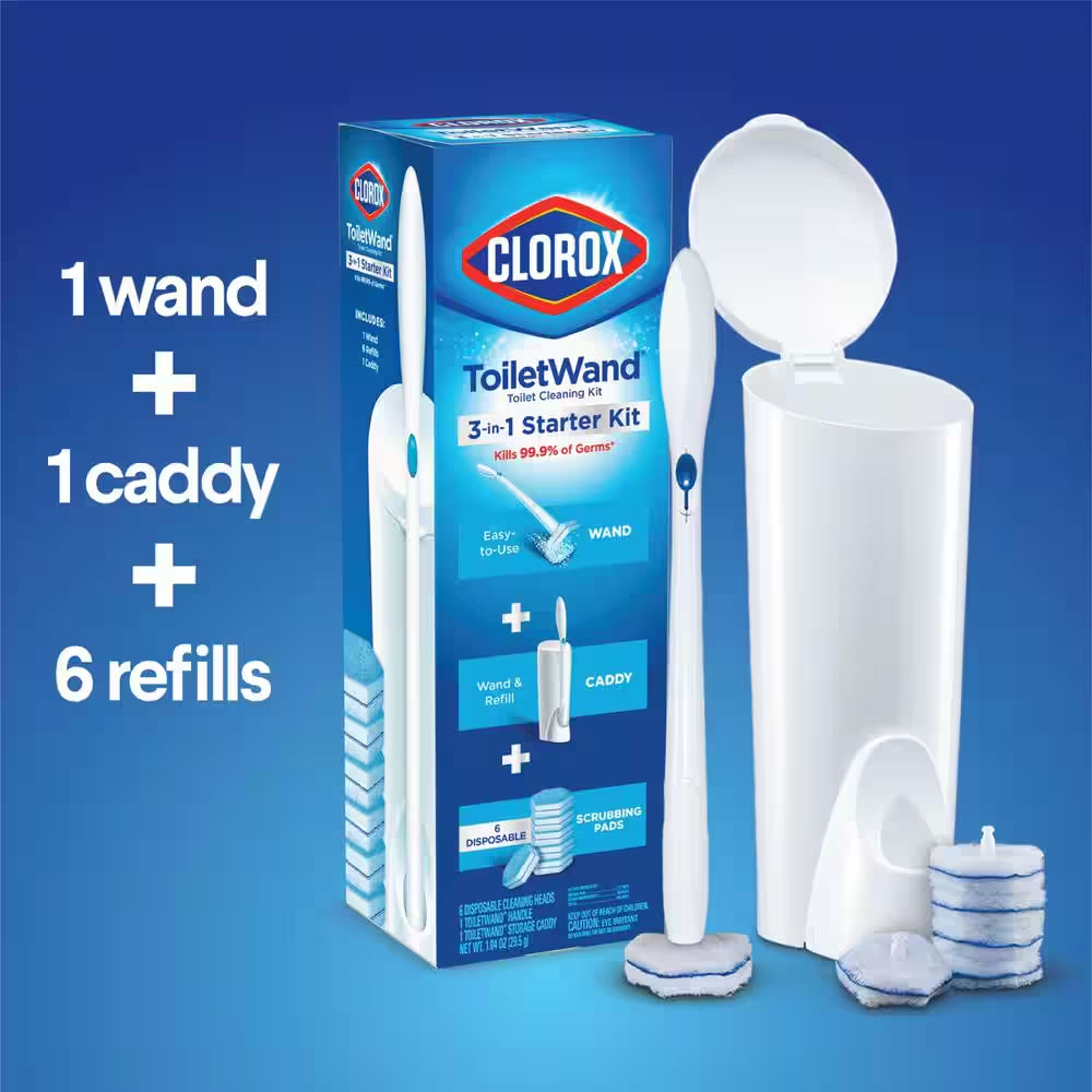 Toiletwand Disinfecting Disposable Toilet Cleaning System Storage Caddy and 6 Disinfecting Refill Heads