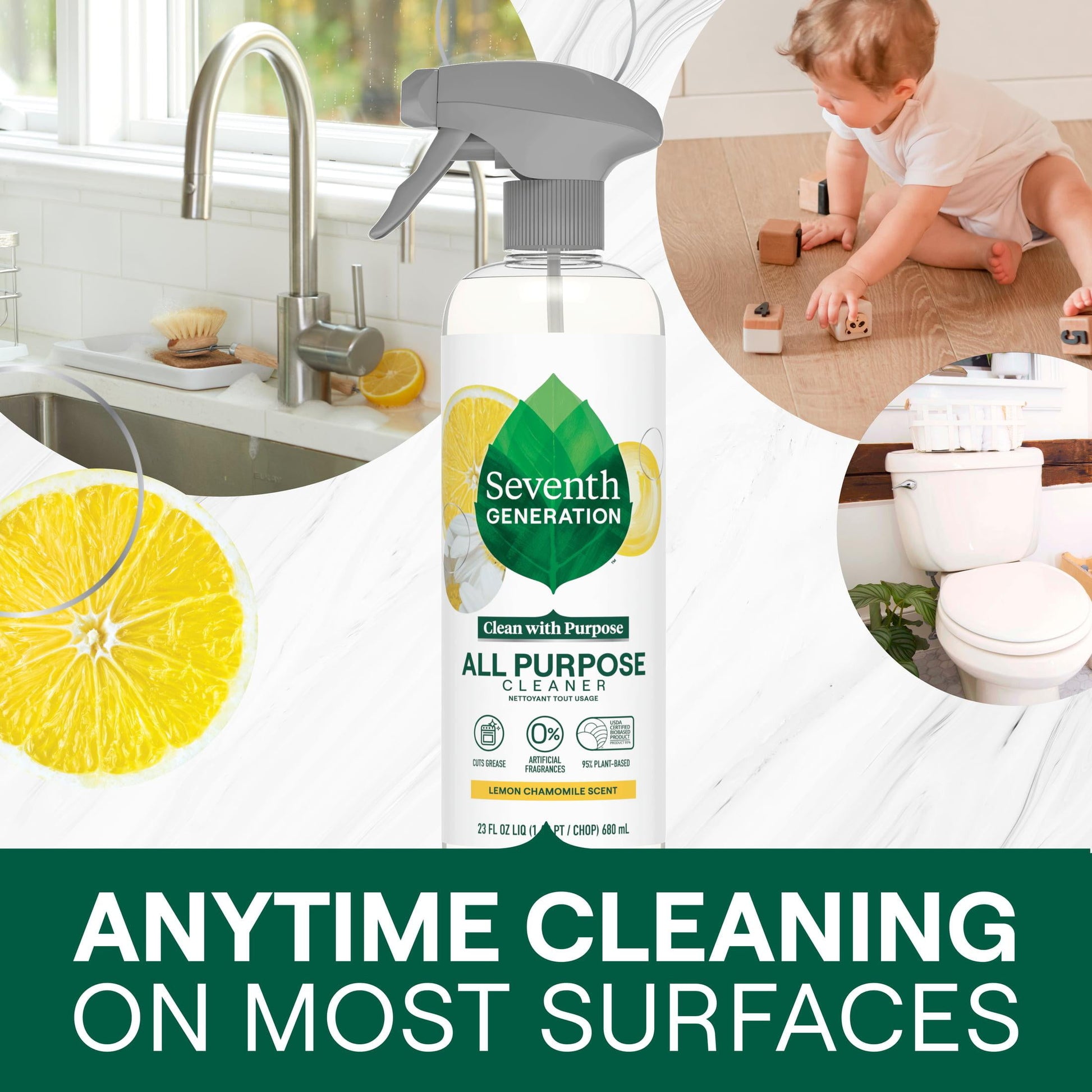 All Purpose Surface Cleaner, Lemon Chamomile Citrus, 23 Oz