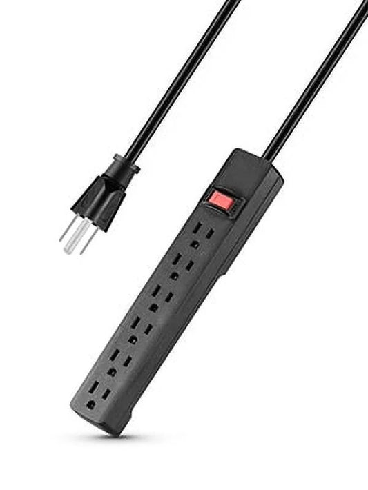 Indoor 6-Outlet Power Strip with 8Ft Cord, 15A,125V, Black