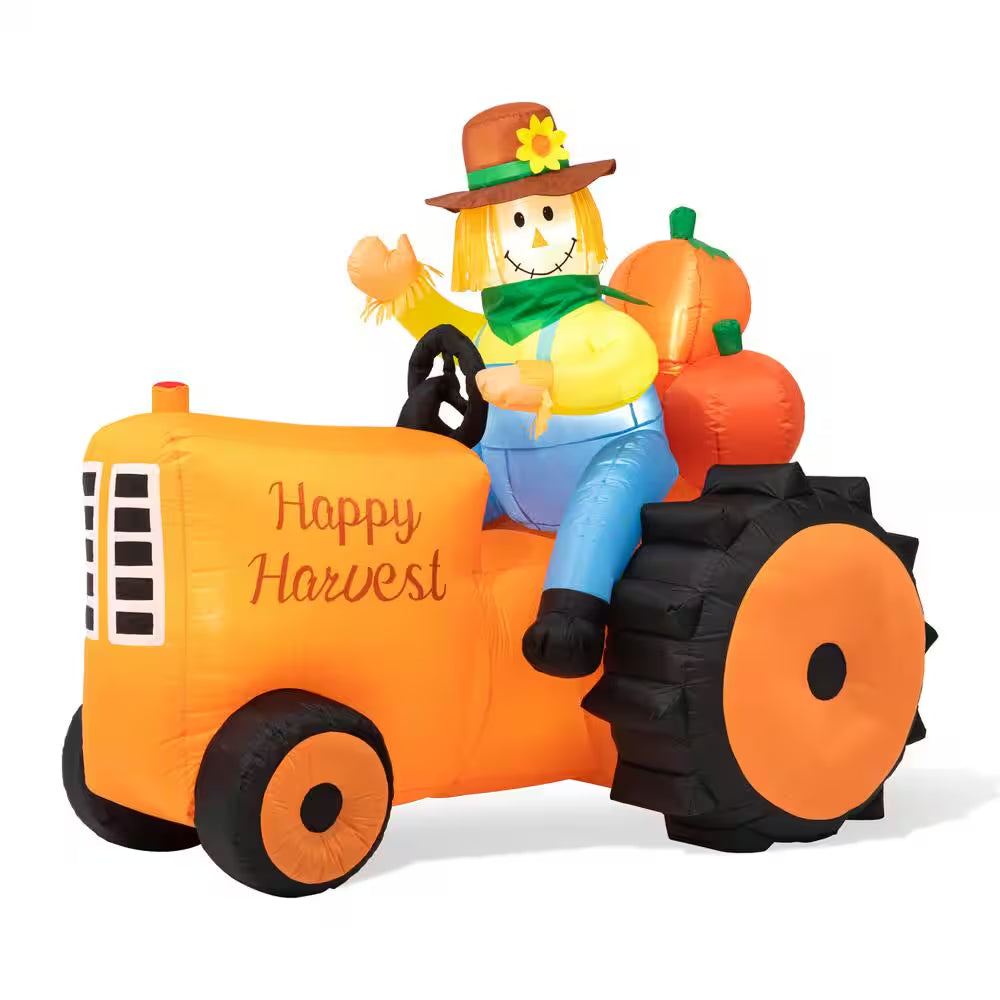 7 Ft. Fall Lighted Inflatable Tractor Decor