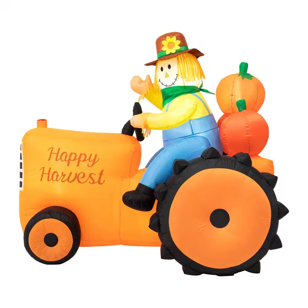 7 Ft. Fall Lighted Inflatable Tractor Decor