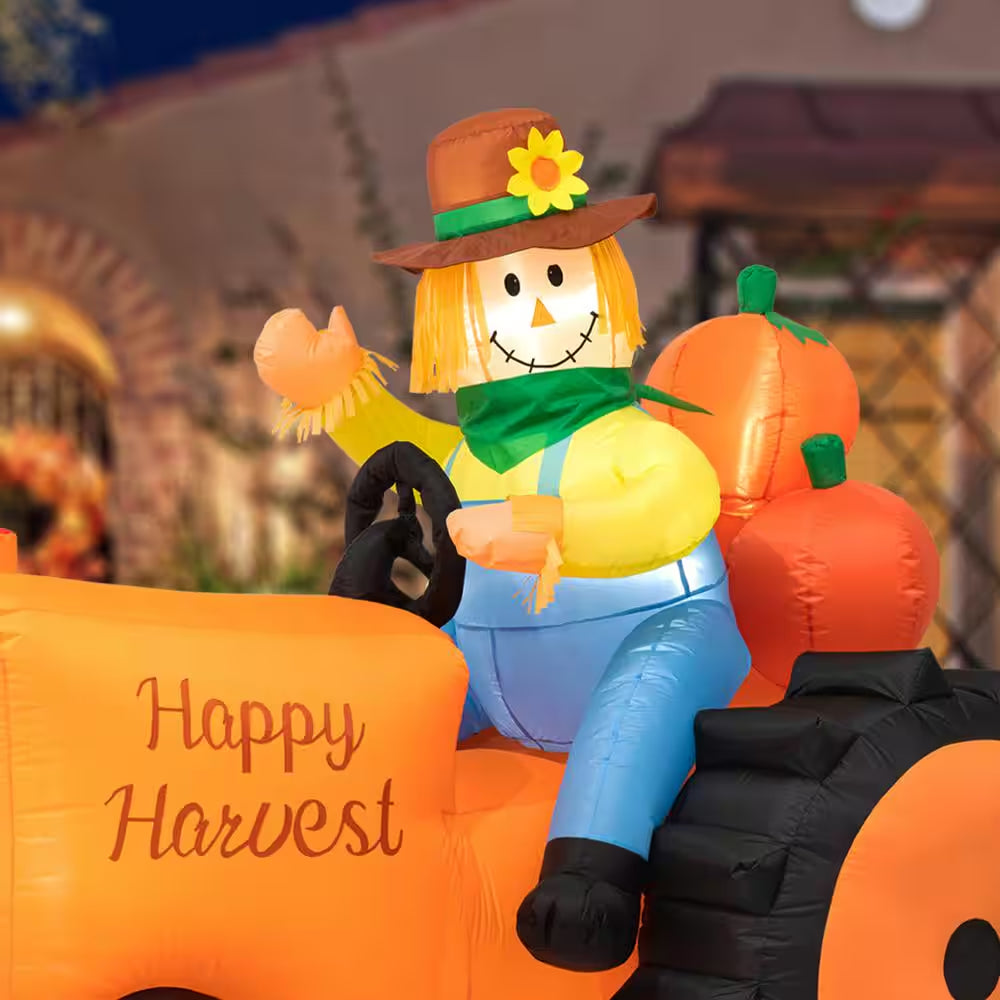 7 Ft. Fall Lighted Inflatable Tractor Decor